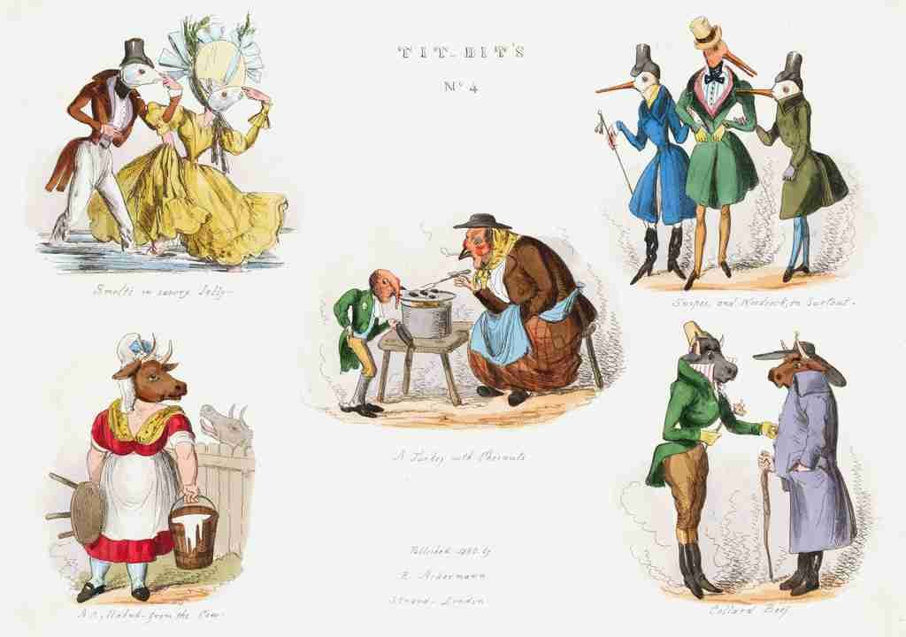 Titbits 1830d Cartoon Joke 001 Vintage A4 Photo Print