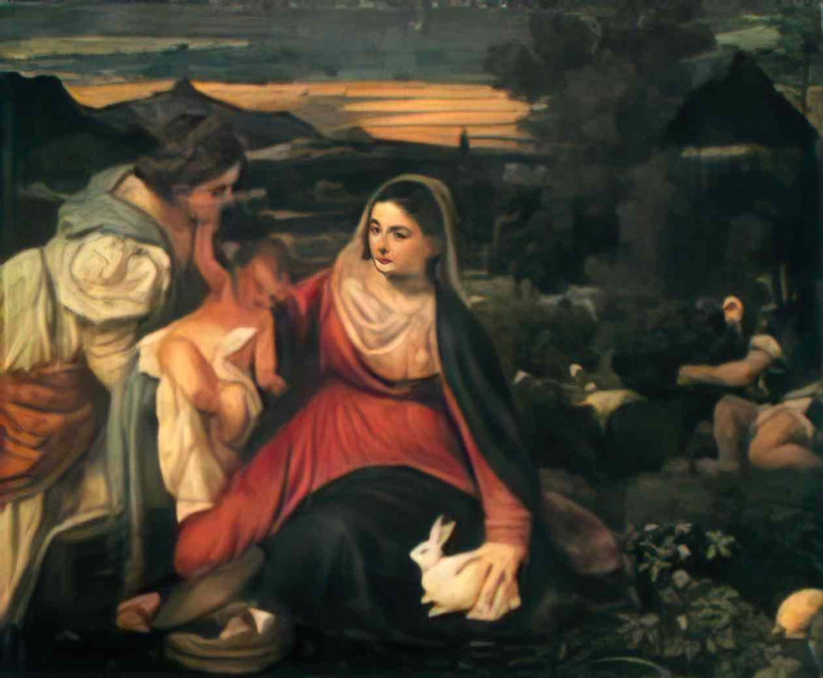 Titian madonna and child with st catherine and a rabbit 1530 Art A4 Photo Print
