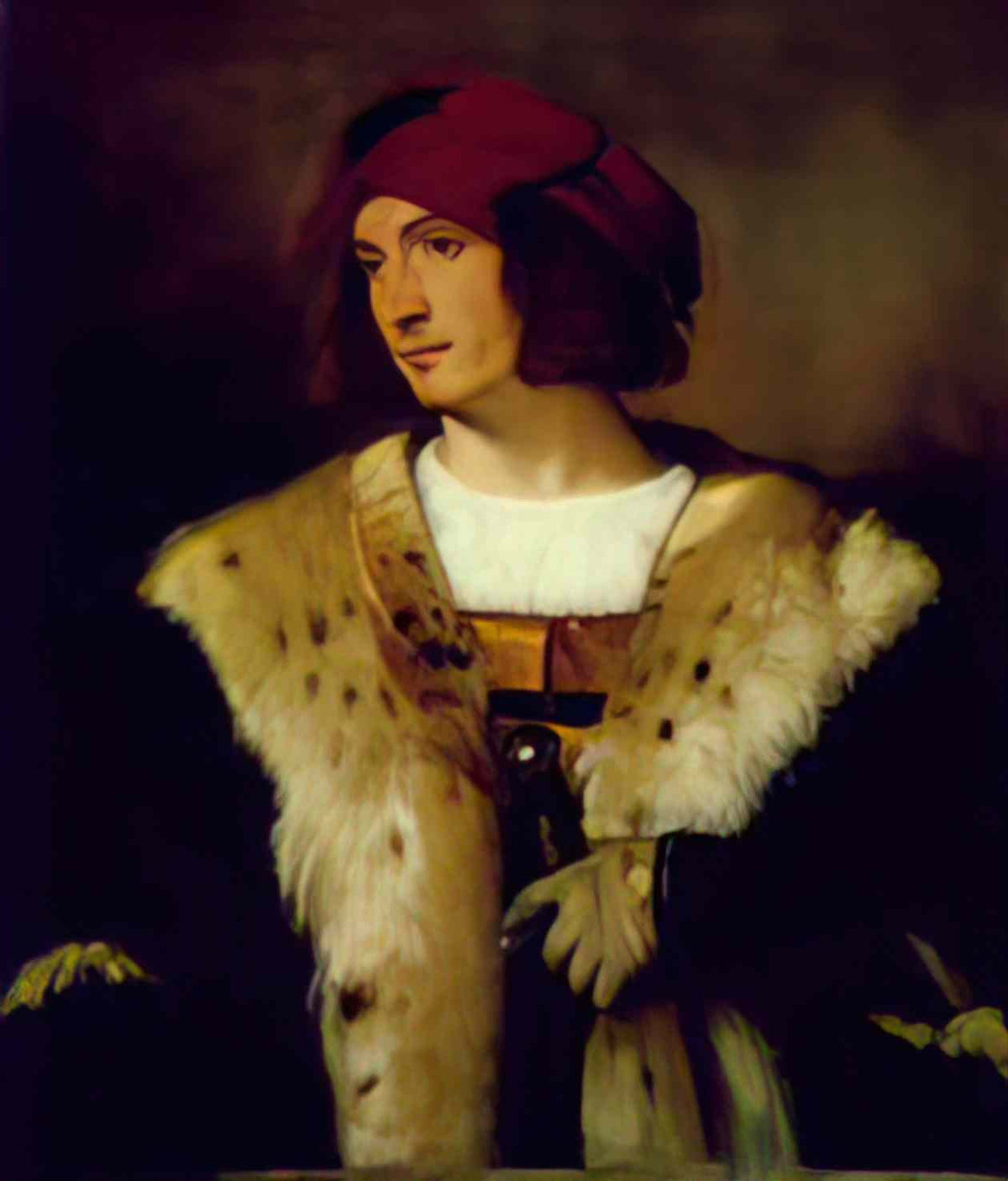 Titian portrait of a man in a red cap 1516 Art A4 Photo Print