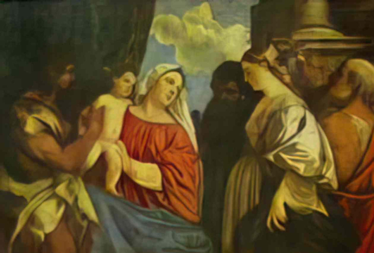 Titian the virgin and child with four saints Art A4 Photo Print