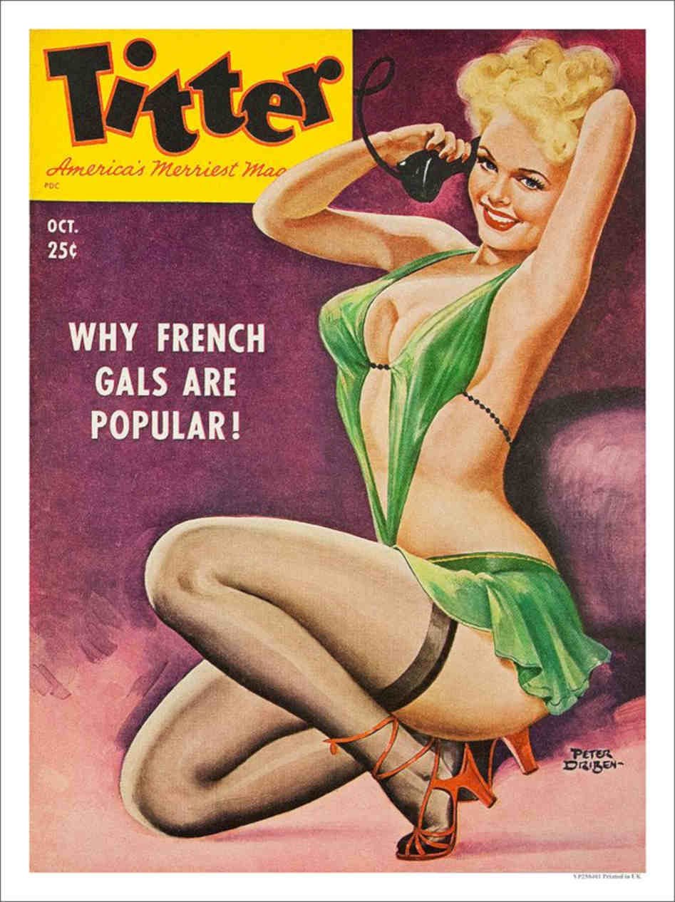 Titter Why French Gals Are So Popular Glamour Cover Vintage Retro Advert Poster