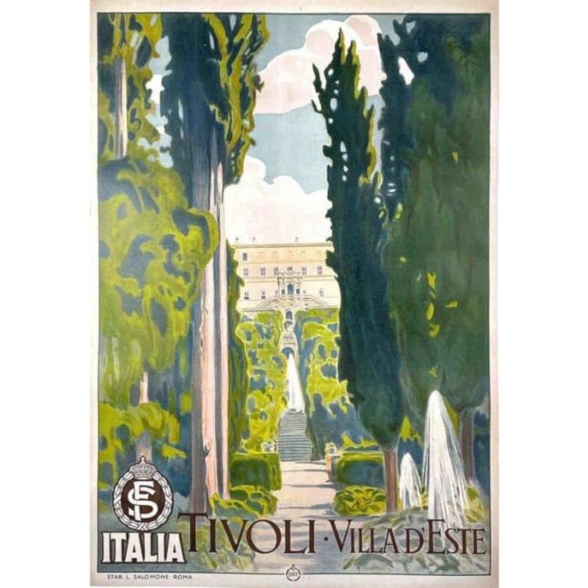 Tivoli Villa Deste Italy Tourism Visu Vintage Retro Advert Poster A4 Photo Prin