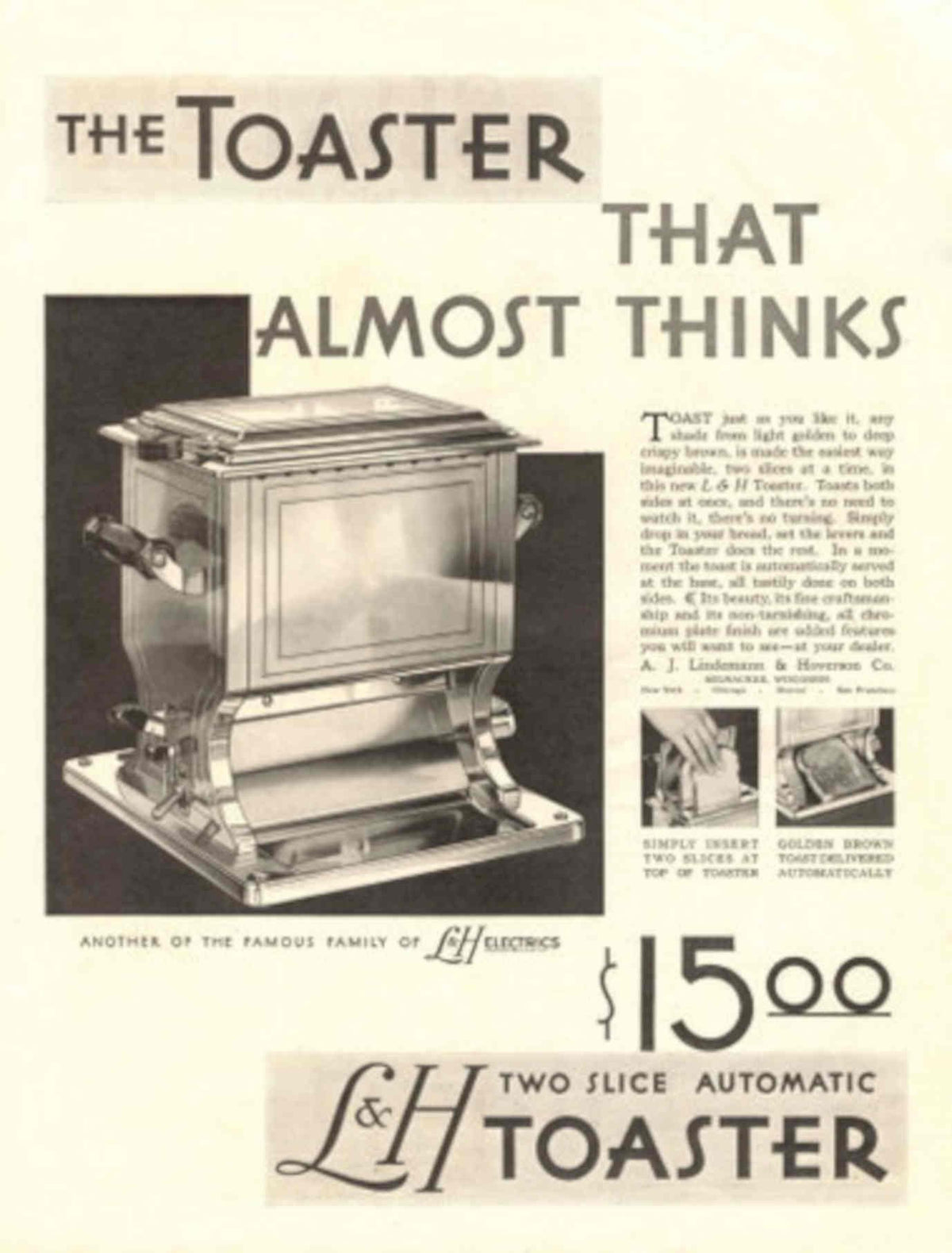 Toaster Automatic Toast 1930s Vintage Retro Advert Poster