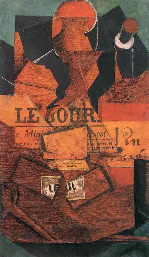 Tobacco Newspaper And Wine Bottle Juan Gris Abstract Art A4 Photo Print