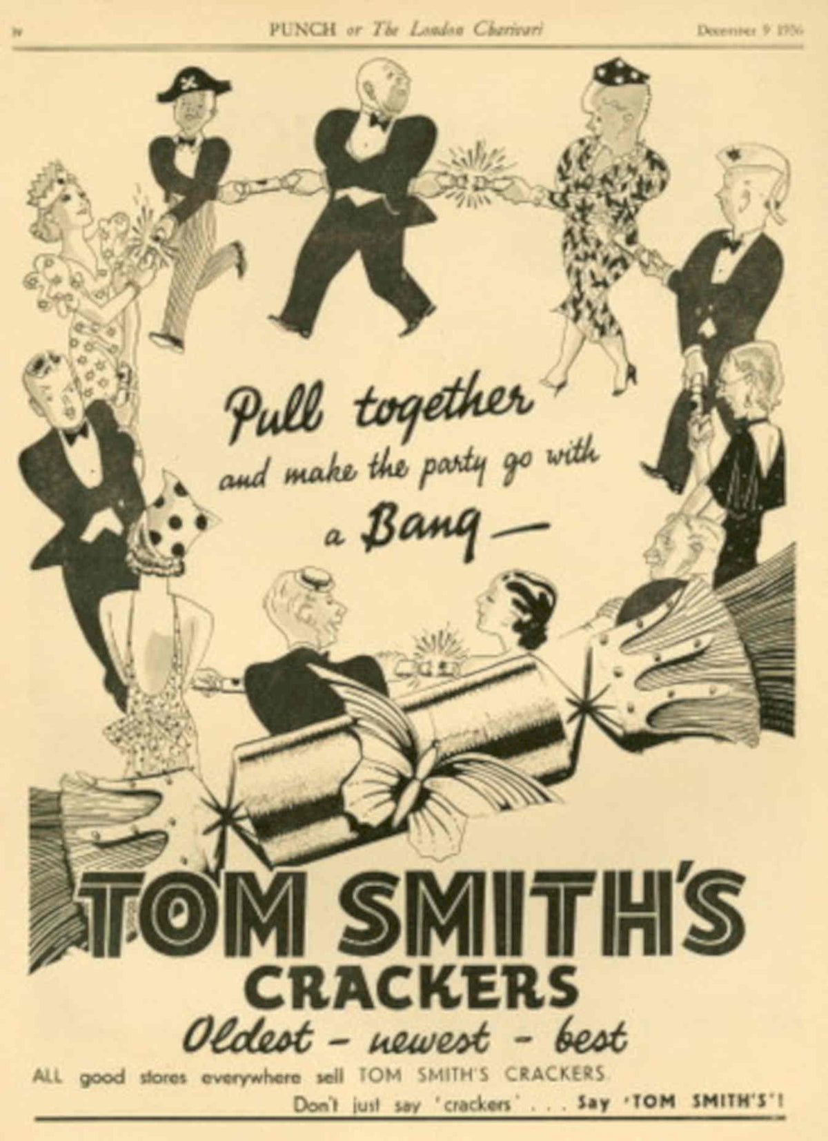 Tom Smith Crackers 1930s Vintage Retro Advert Poster
