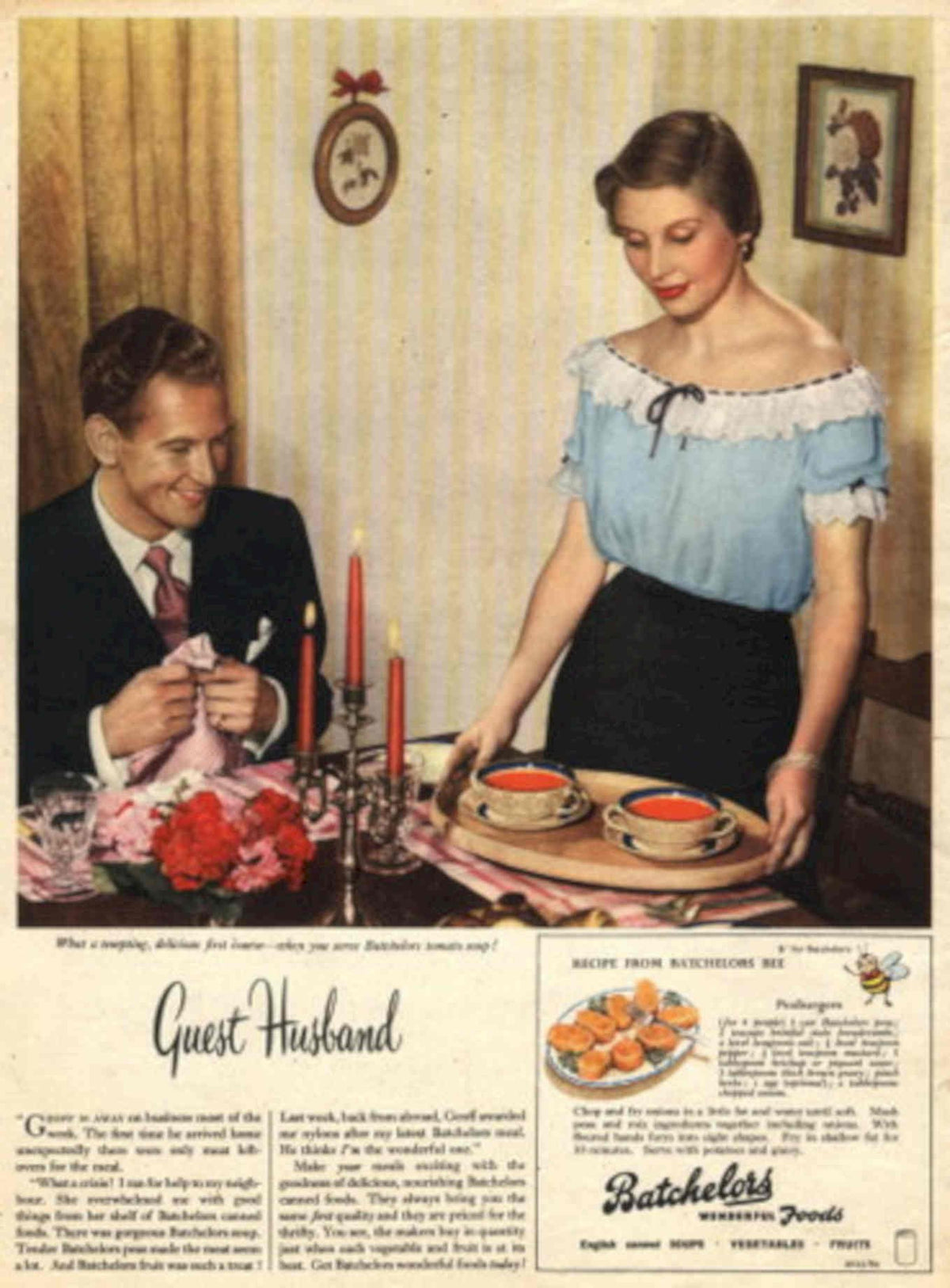 Tomato Soup Dinner 1950s Vintage Retro Advert Poster