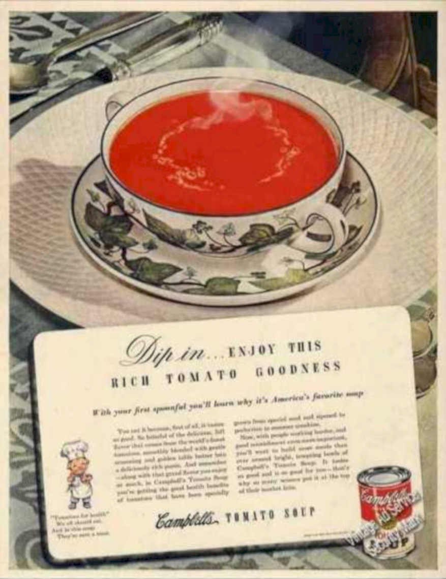 Tomato Soup Table Vintage Retro Advert Ads A4 Photo Print