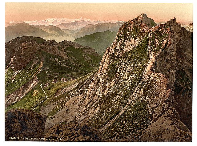 Tomlishorn I and Oberland Alps Pilatus Vintage A4 Photo Print