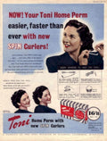 Toni Perm Spincurlers 1950s Vintage Retro Advert Poster