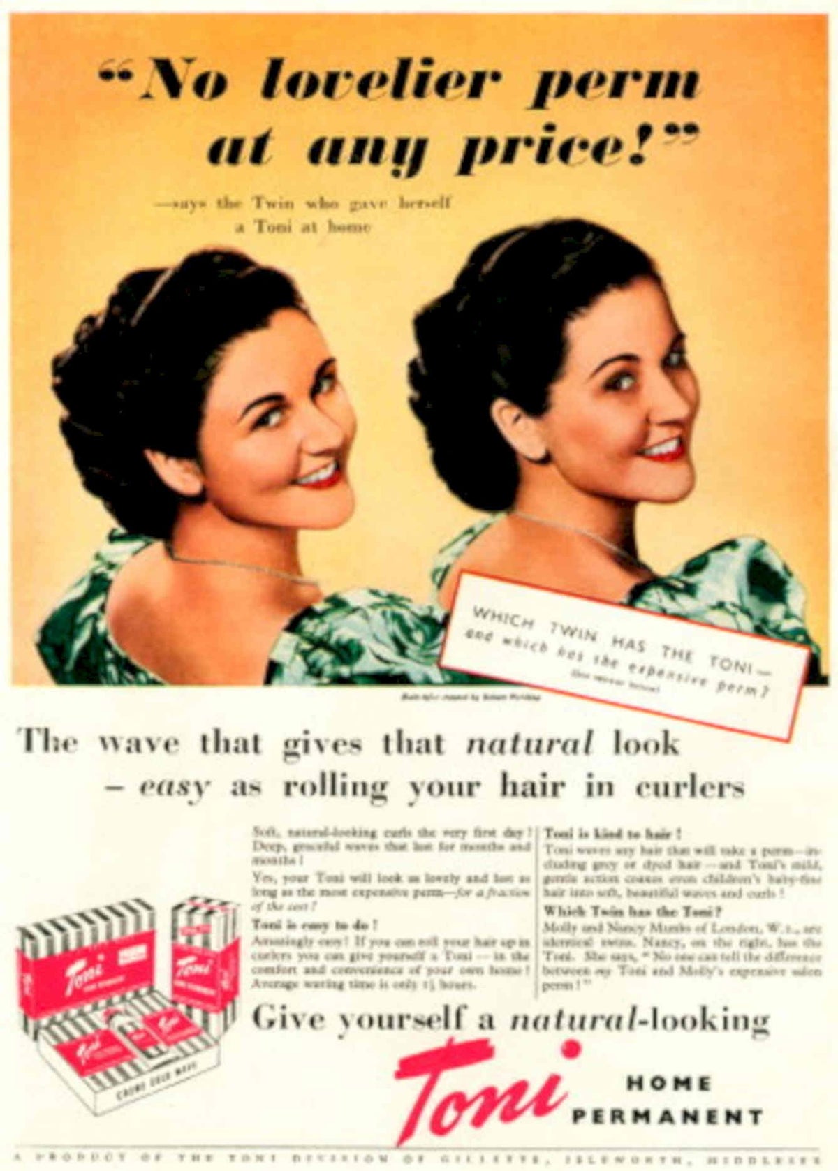 Toni Perm Women 1950s Vintage Retro Advert Poster