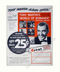 Tony Martin Romance Vintage Retro Advert Poster A4 Photo Print