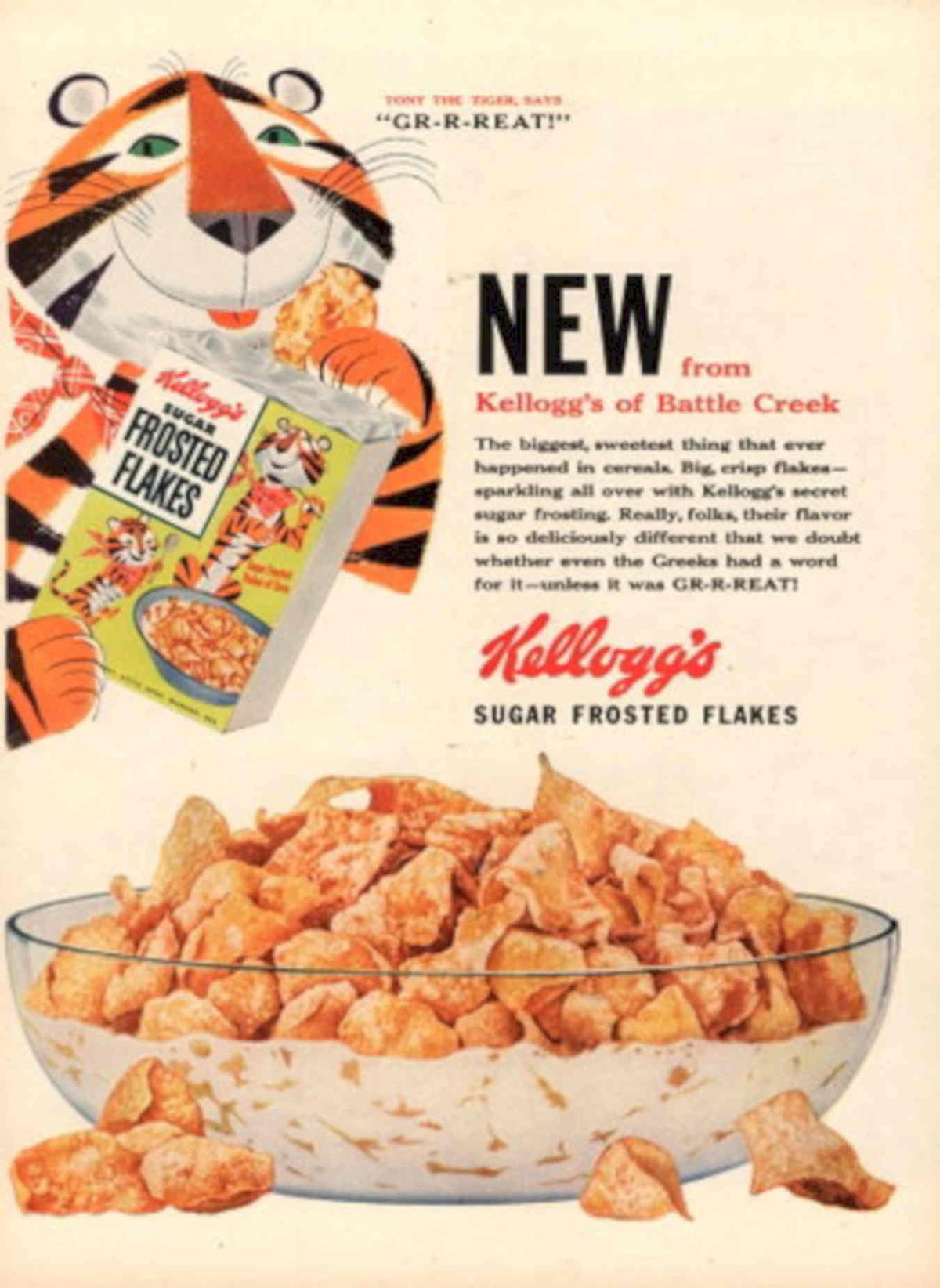Tony Tiger Flakes 2 1950s Vintage Retro Advert Poster