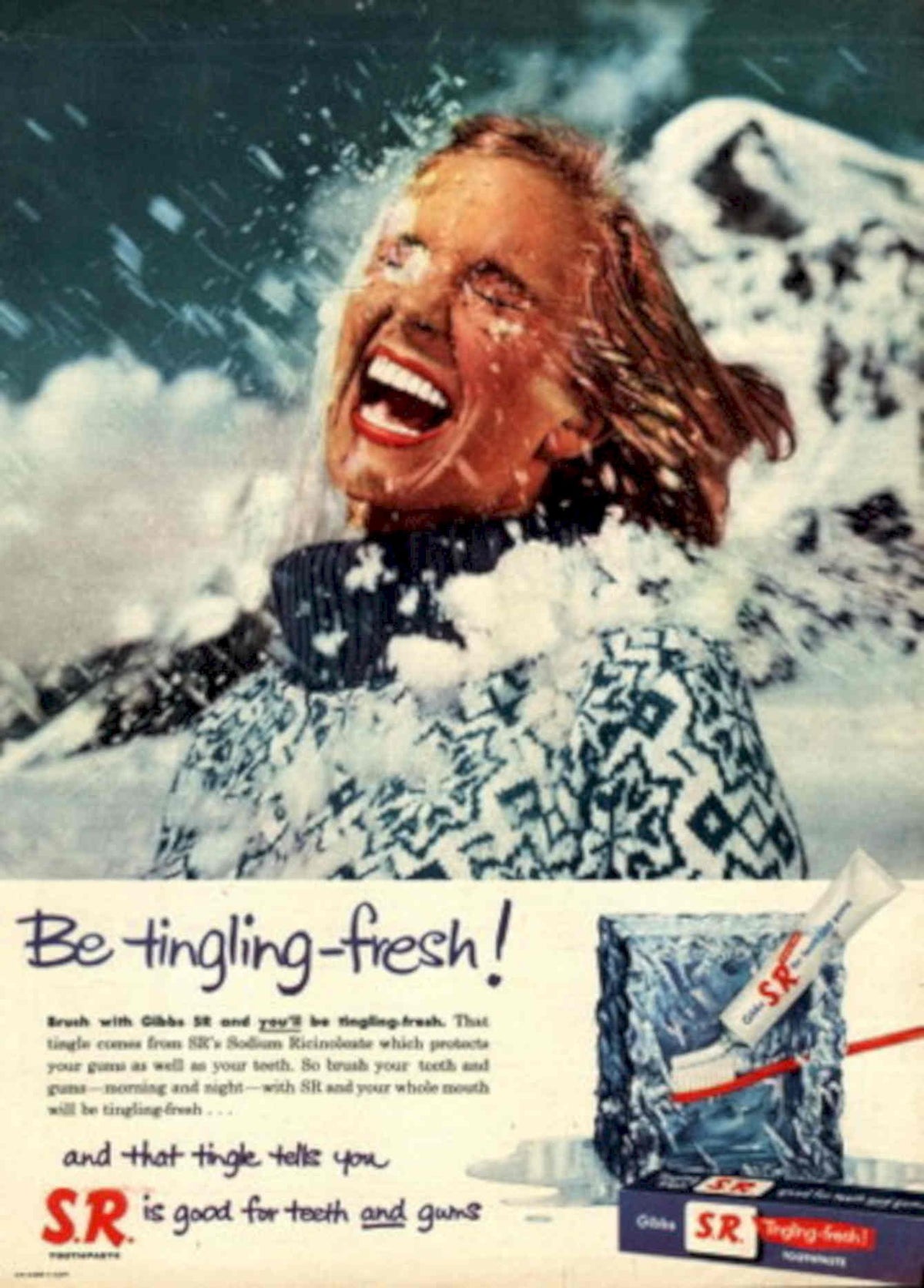 Toothpaste Ski Sr 1950s Vintage Retro Advert Poster