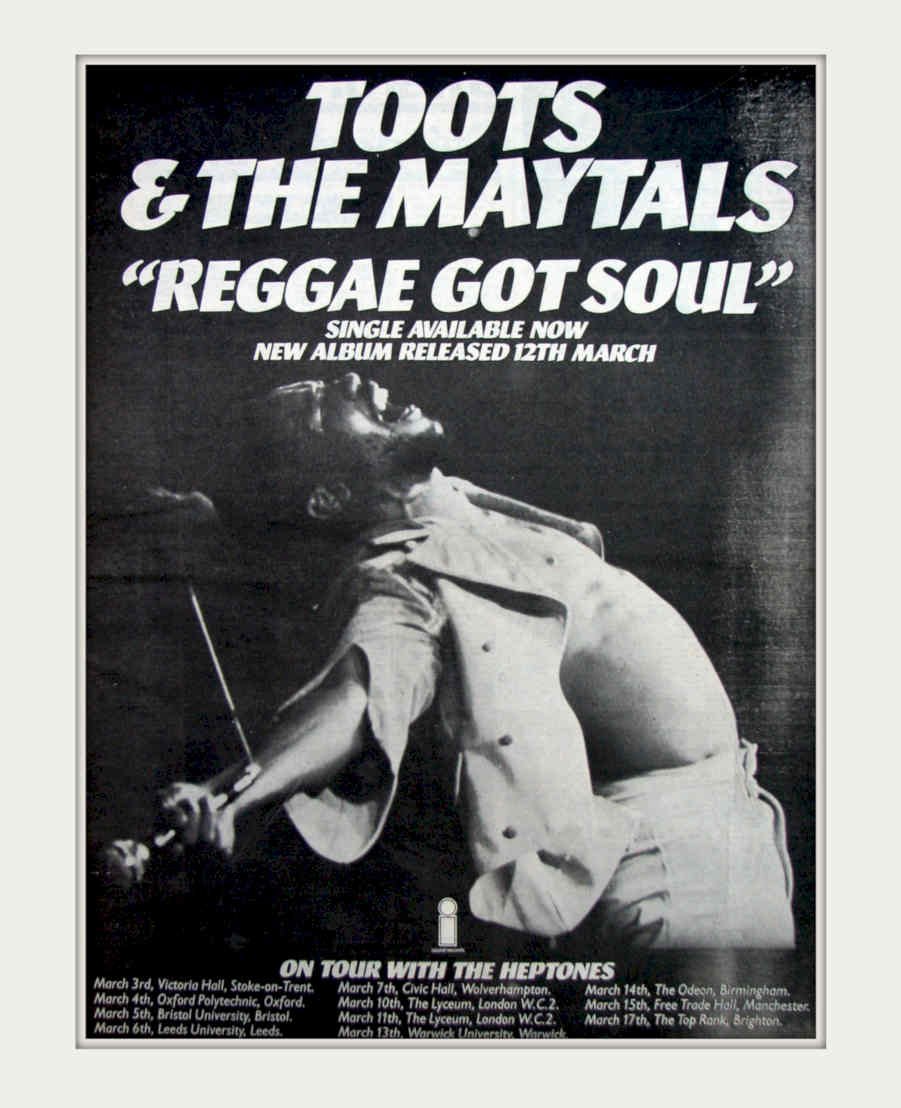 Toots Reggae Soul Vintage Retro Advert Poster A4 Photo Print
