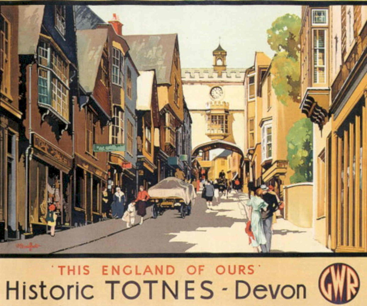 Totnes Devon England 1930s Vintage Retro Advert Poster