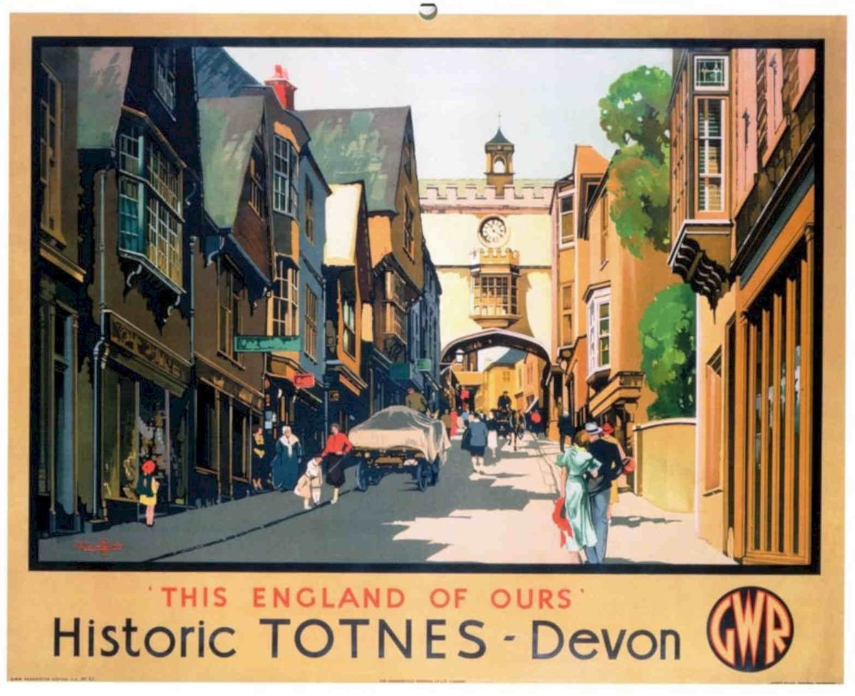 Totnes Devon Street Vintage Retro Advert Poster A4 Photo Print