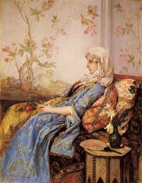 Toulmouche Auguste An Exotic Beauty In An Interior A4 Photo Print