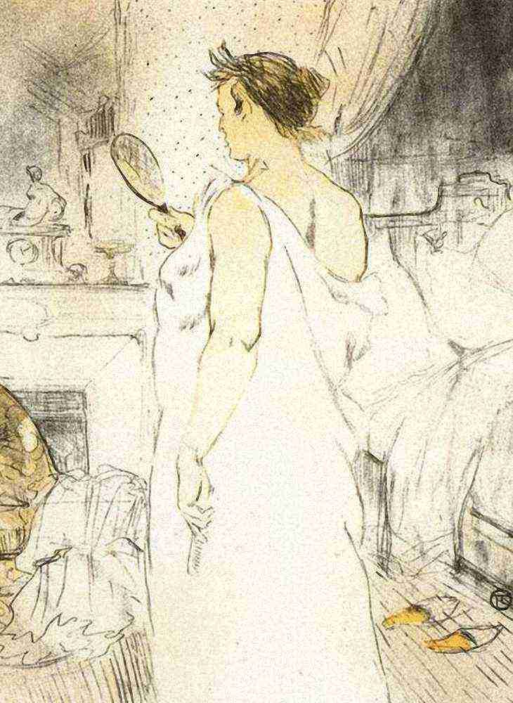 Toulouse Lautrec Elles Woman Looking Into A Hand Held Mirror A4 Photo Print