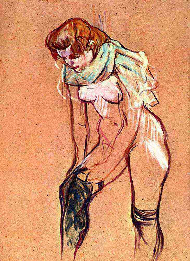 Toulouse Lautrec Woman Pulling Up Her Stockings Study A4 Photo Print