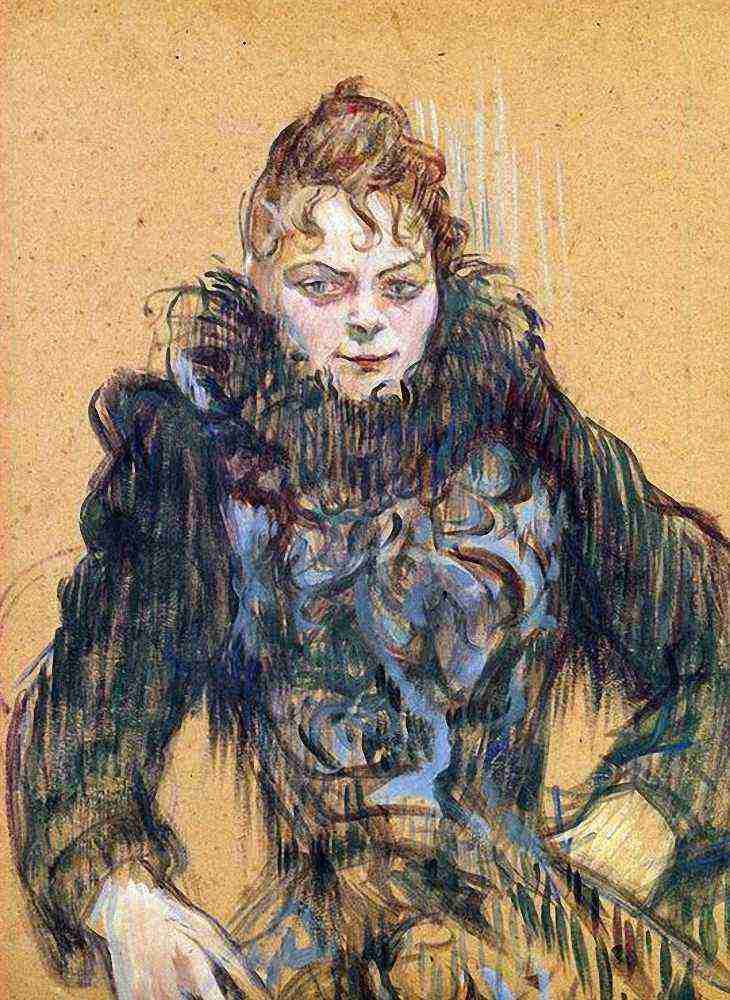 Toulouse Lautrec Woman With A Black Feather Boa A4 Photo Print