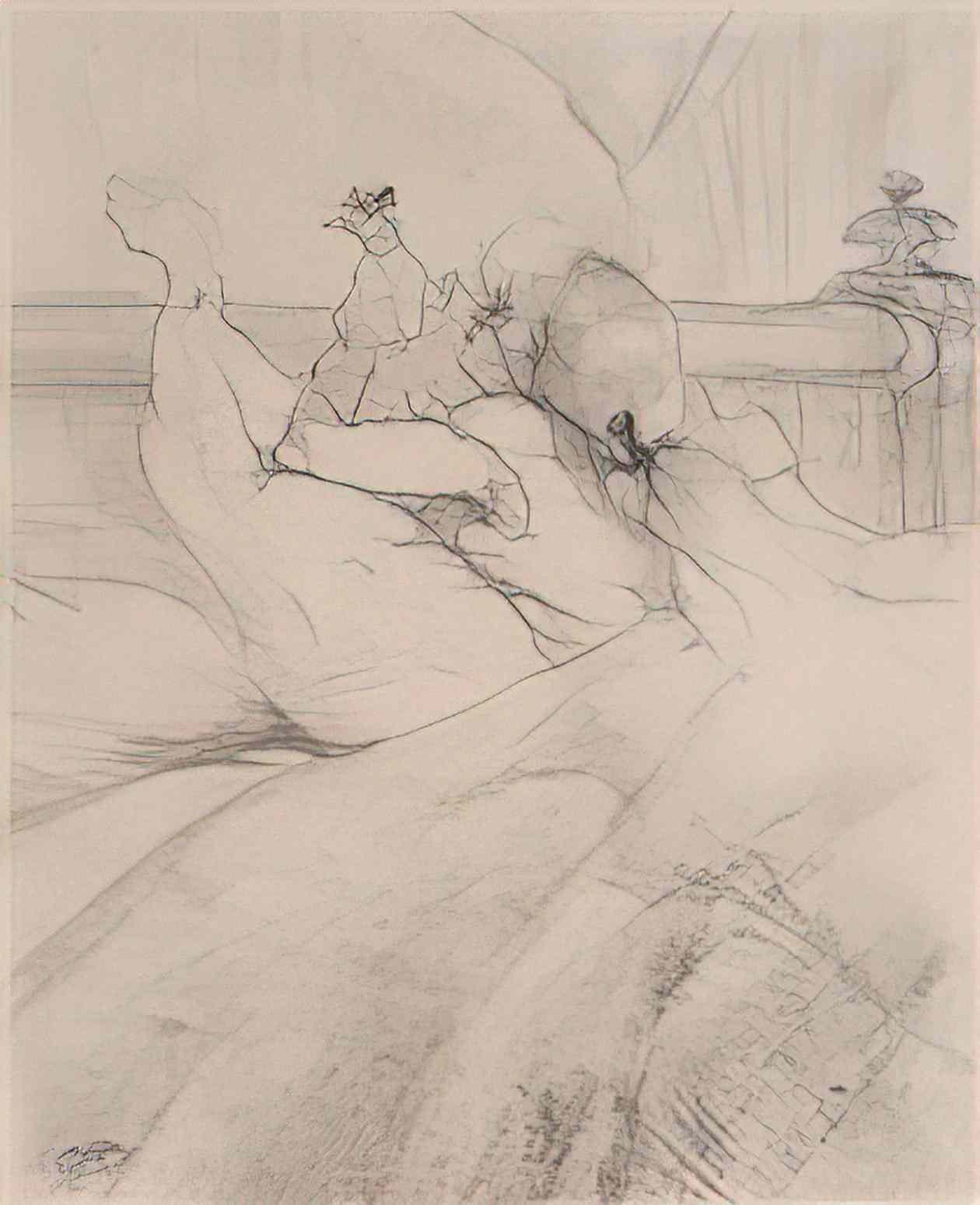Toulouse Lautrec in bed Art A4 Photo Print