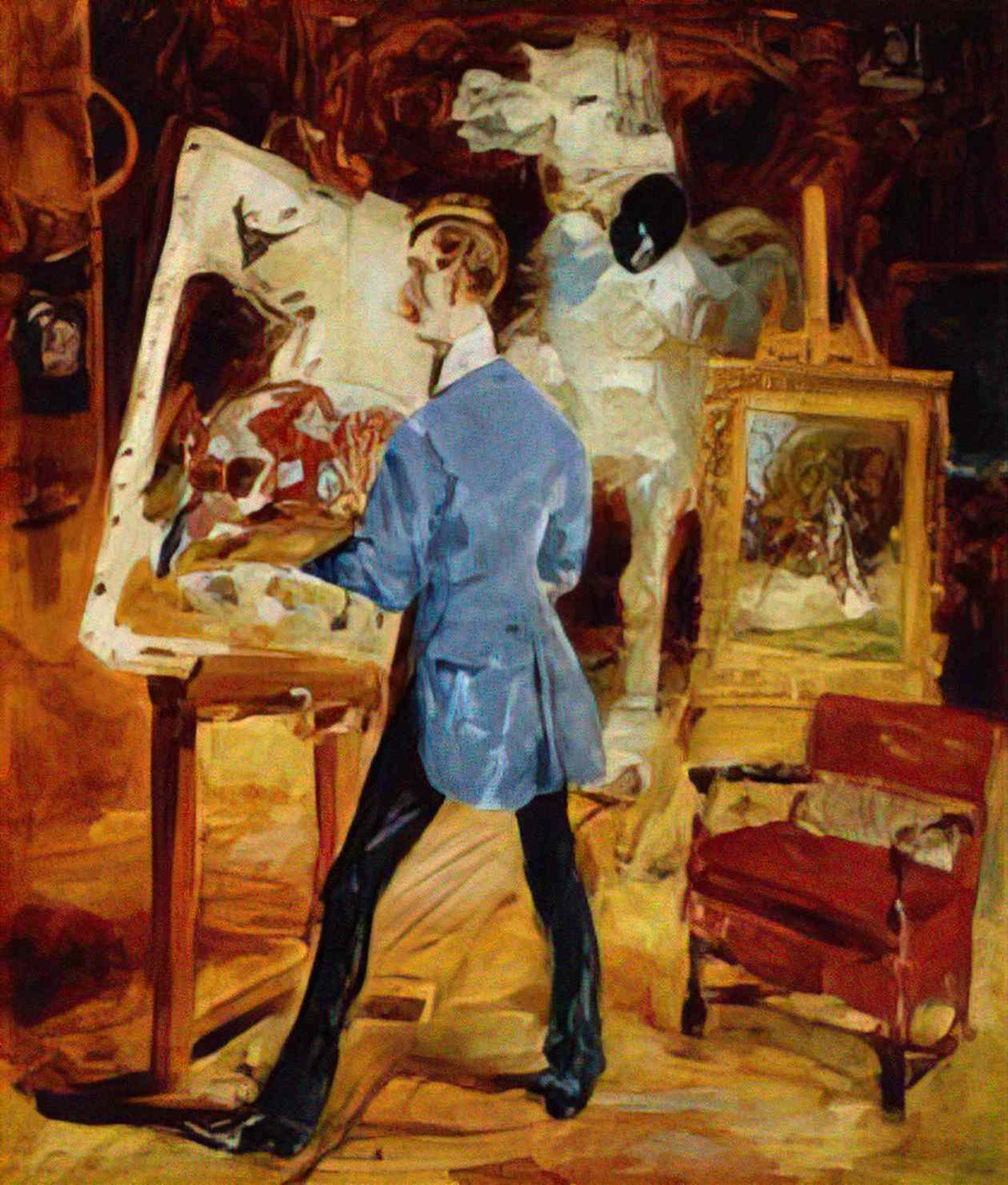Toulouse Lautrec princeteau in his studio 1881 Art A4 Photo Print