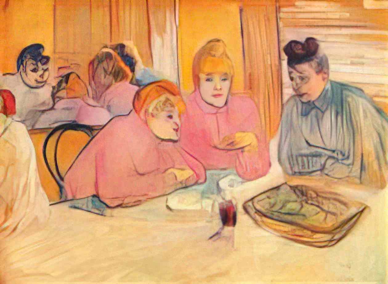 Toulouse Lautrec prostitutes around a dinner table Art A4 Photo Print