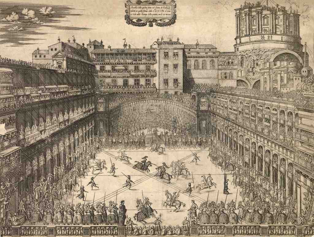 Tournament In The Courtyardofthe Vatican 16thc Vintage A4 Photo Print