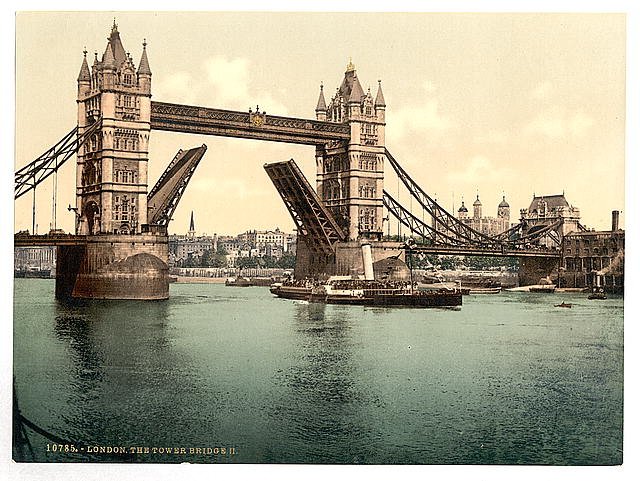 Tower Bridge II closed London Vintage A4 Photo Print