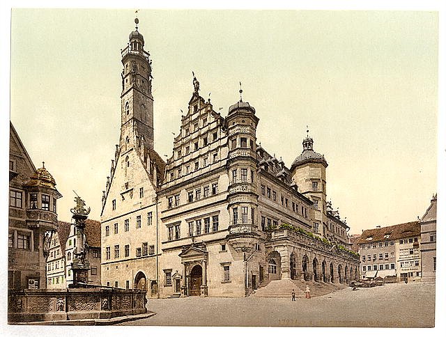 Town Hall Rothenburg Bavaria Vintage A4 Photo Print