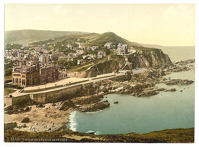 Town & hotels from Capstone Ilfracombe Vintage A4 Photo Print