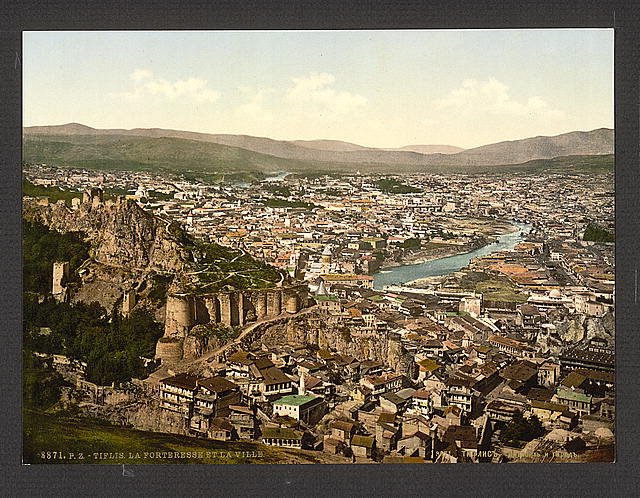 Town and fortress Tbilisi Vintage A4 Photo Print
