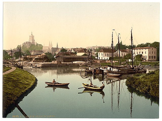 Town and harbor Cleves Westphalia Vintage A4 Photo Print
