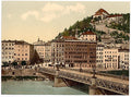 Town bridge convent Salzburg Vintage A4 Photo Print