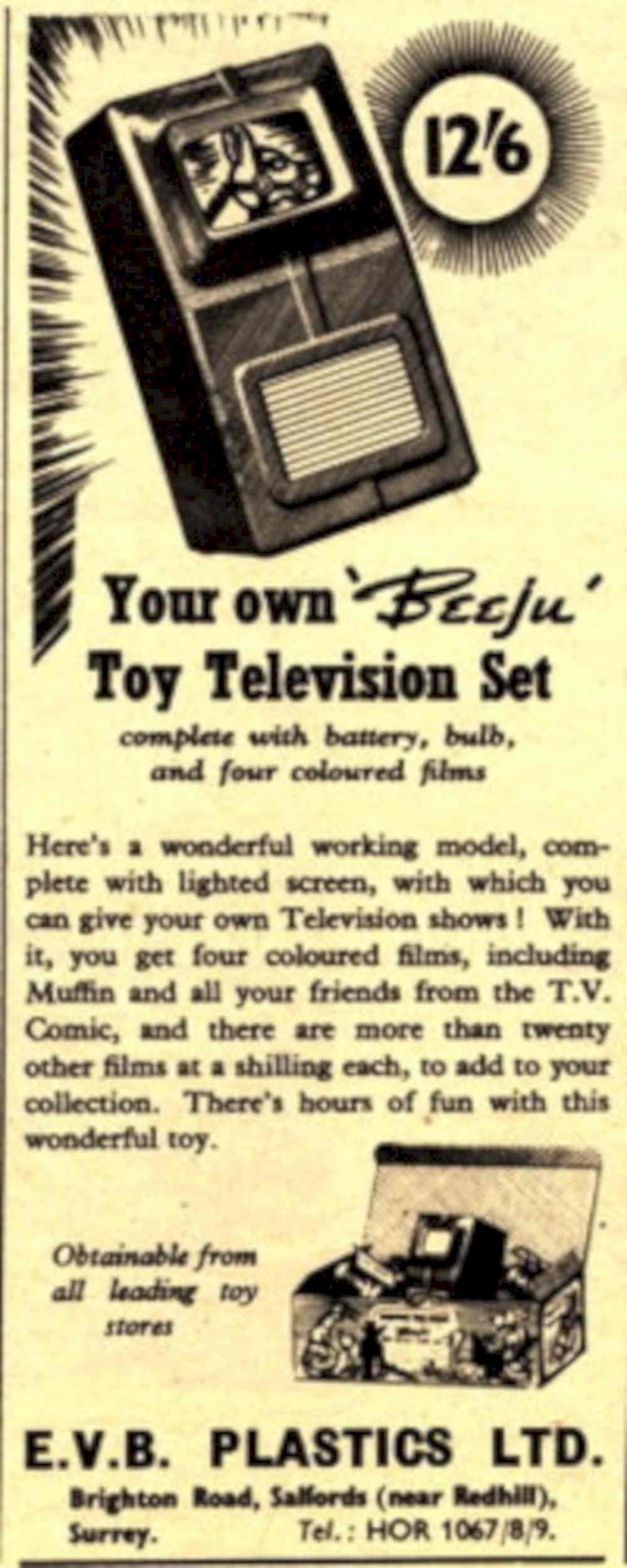 Toy Television Set 1950s Vintage Retro Advert Poster