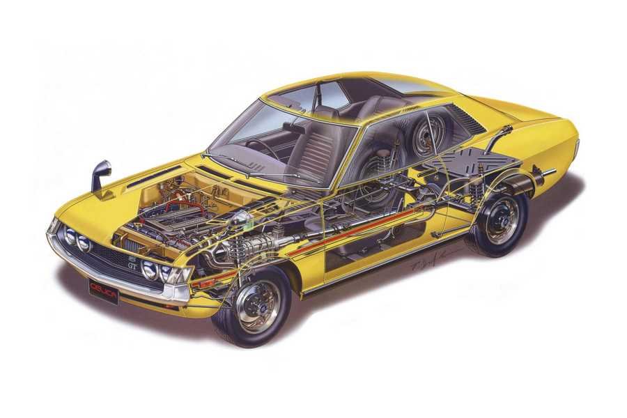Toyota Celica 1600GT 1970 cutaway A4 Photo Print