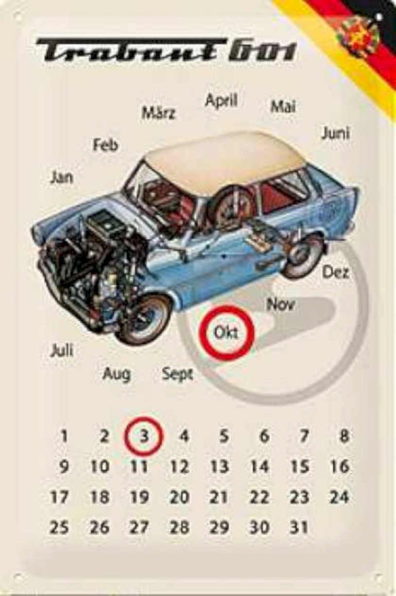 Trabant Calendar Engine Vintage Retro Advert Ads A4 Photo Print