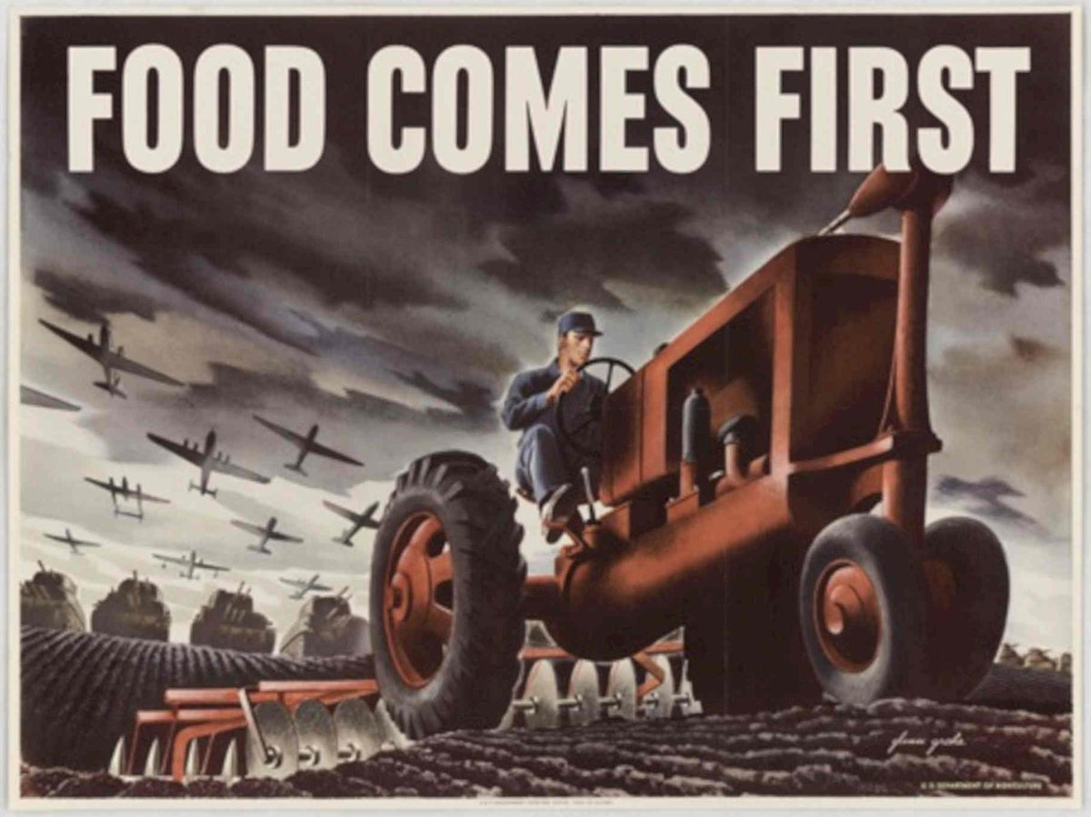 Tractor Food Aircraft American World War II Advert Poster