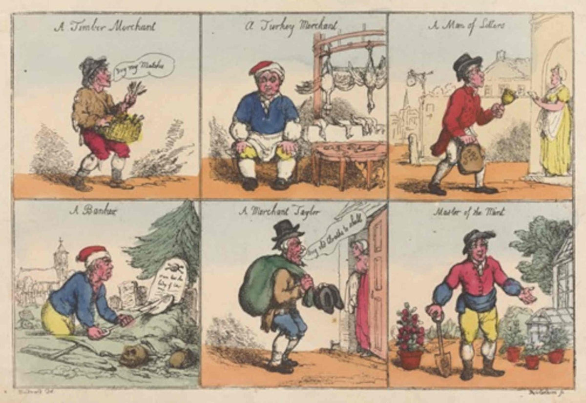 Tradesmen Scenes Prints GB Cartoon Vintage Retro Advert Poster