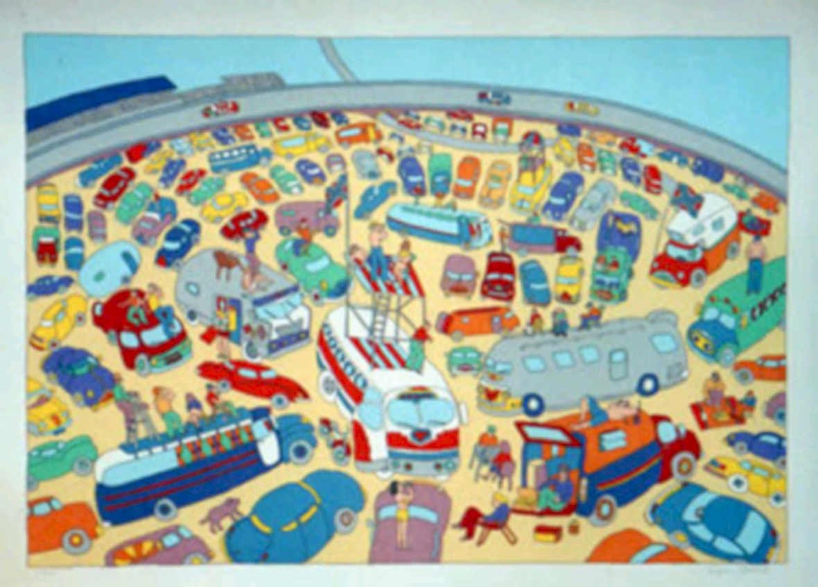 Traffic Jam Vehicles Vintage Retro Advert Poster A4 Photo Print