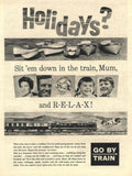Train Family Holiday 1950s Vintage Retro Advert Poster