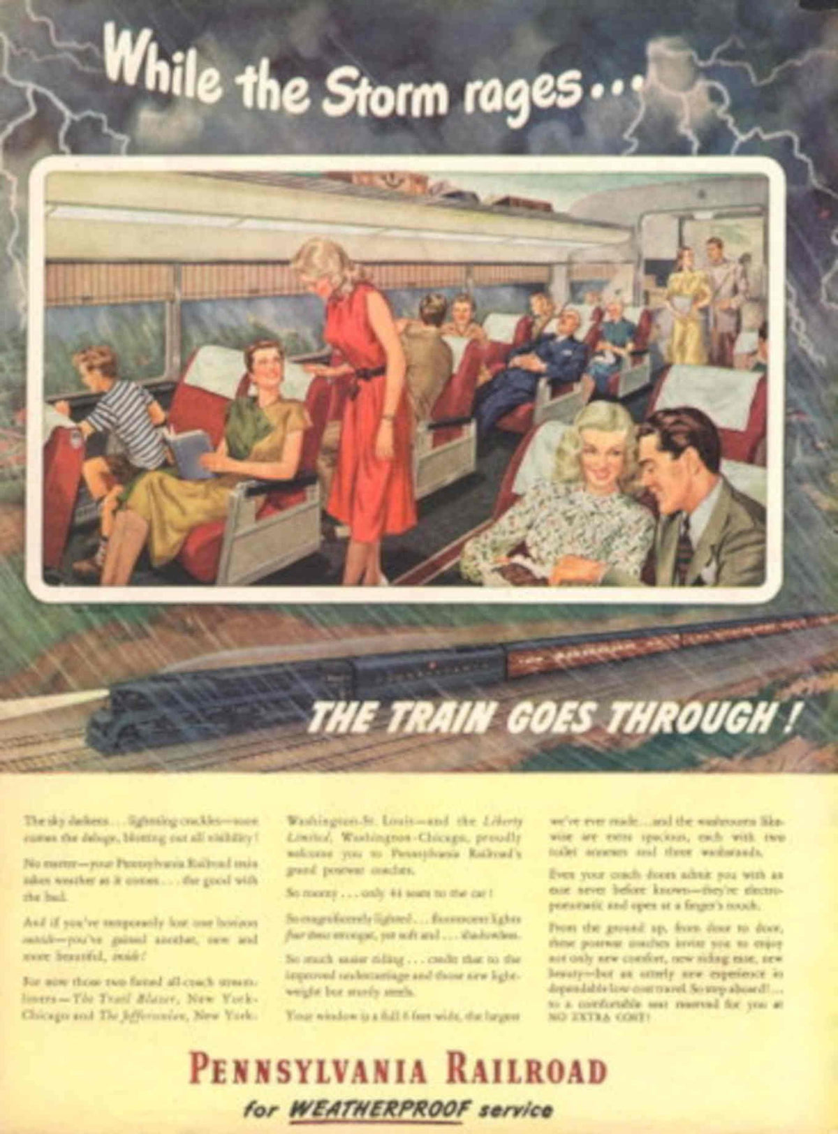 Train Weather Service 1950s Vintage Retro Advert Poster