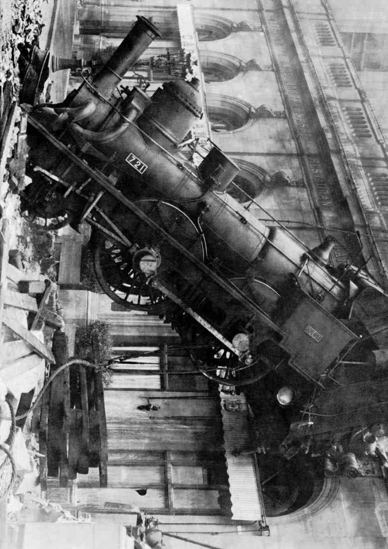 Train Wreck At Montparnasse 1895 cropped A4 Photo Print