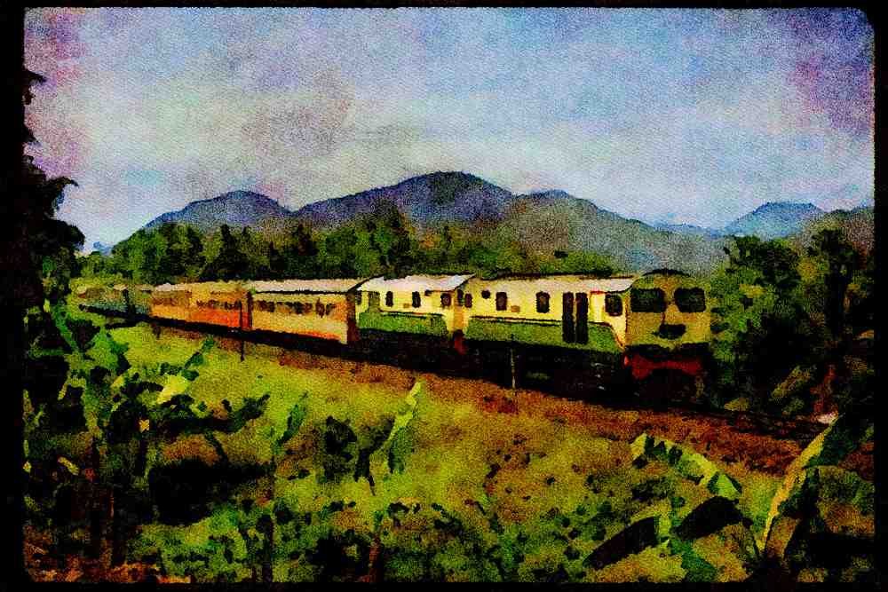 Trains 391003 Indonesia, ISRy Diesel 30125 With Train, 1974 A4 Limited Edition Watercolour Print