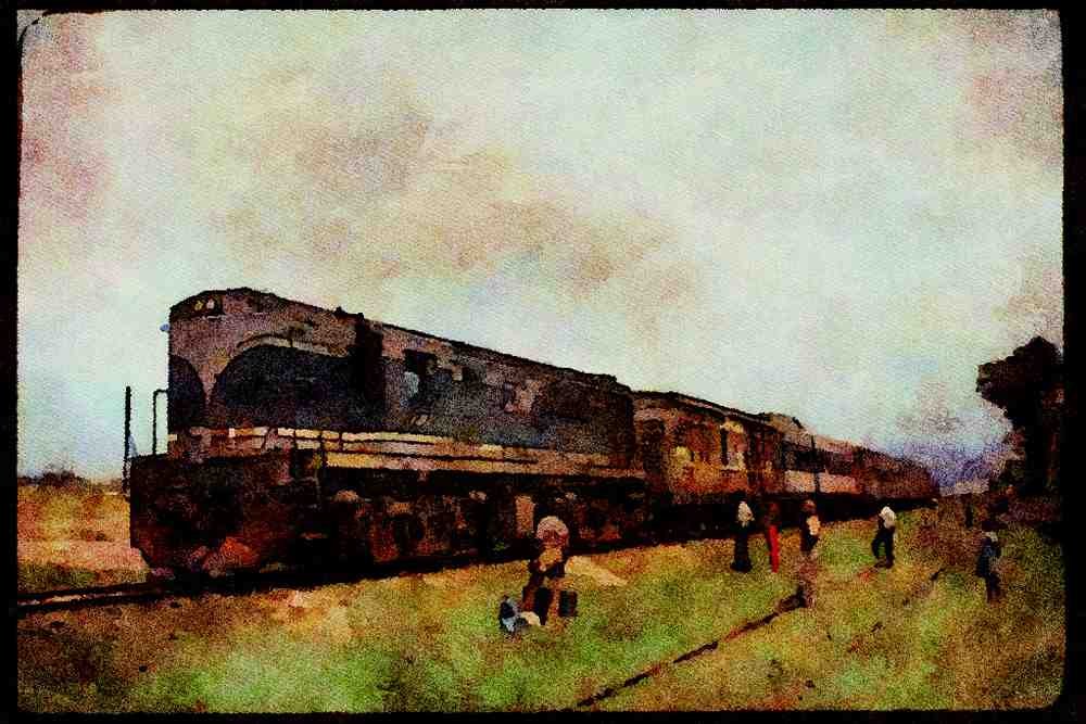 Trains 391006 Jamaica, GE 121 With Local Mixed Train, 1981 A4 Limited Edition Watercolour Print
