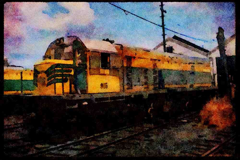 Trains 391012 Philippines, PNR GE Road Unit 915, 1988 A4 Limited Edition Watercolour Print