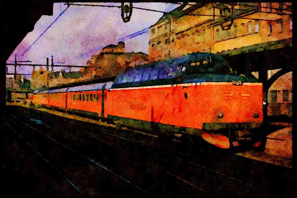Trains 391044 Sweden, SJ Diesel Push pull Trainset 1263, 1966 A4 Limited Edition Watercolour Print