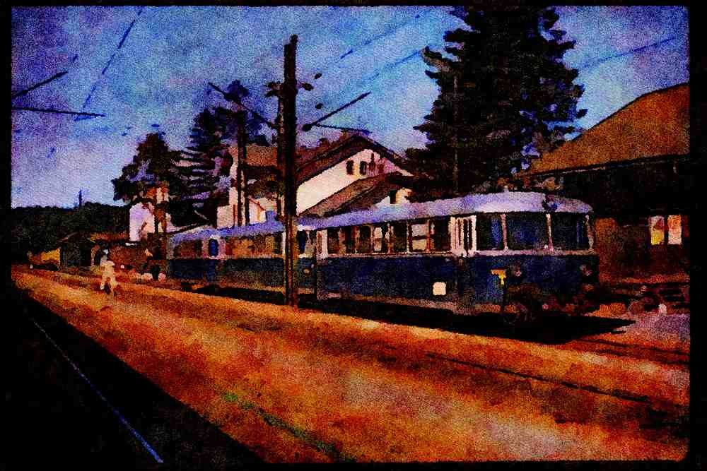 Trains 391049 Switzerland, OBB Motor Train Set, 1973 A4 Limited Edition Watercolour Print