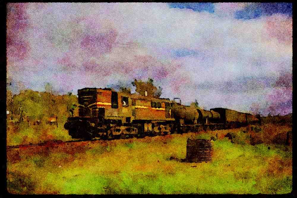 Trains 391054 Australia, NSW Ry Diesel 48100 With Milk Train, 1974 A4 Limited Edition Watercolour Print