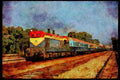 Trains 391098 Israel, Ry EMD G12 With Train, Jerusalem Station, 1993 A4 Limited Edition Watercolour Print